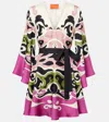 La Doublej Magnifico Printed Silk Twill Minidress
