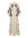 La Doublej Magnifico Floral Silk Twill Kaftan In Neutral