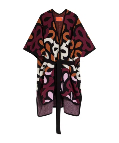La Doublej Maiolika Patterned Wool Robe In Black