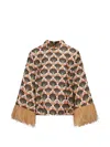 La Doublej Make An Exit Feather-trim Blouse In Brown
