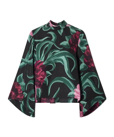 La Doublej Make An Exit Floral Top In Green