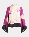 La Doublej Make An Exit Floral Wide Sleeve Silk Top