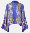 La Doublej Make An Exit Printed Silk Satin Blouse In Blue
