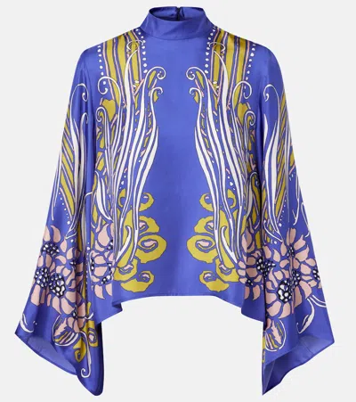 LA DOUBLEJ MAKE AN EXIT PRINTED SILK SATIN BLOUSE