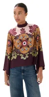 La Doublej La Double J Make An Exit Printed Silk Top In Multi