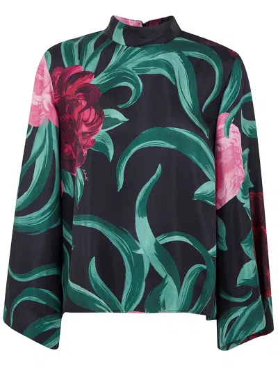 La Doublej Make An Exit Floral-print Silk-twill Blouse In Multi