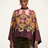 La Doublej La Double J Make An Exit Printed Silk Top In Brown