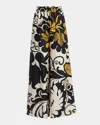 La Doublej Multicolor Pants With All-over Graphic Print In Silk Woman In Blackwhite