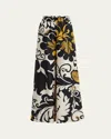 La Doublej Multicolor Pants With All-over Graphic Print In Silk Woman In Blackwhite