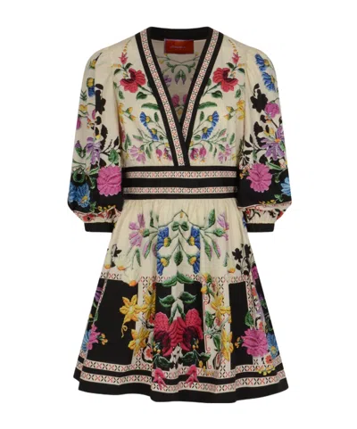 La Doublej Margherita Floral Cotton Minidress In Multicoloured