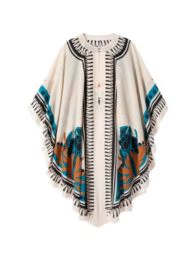 La Doublej Maria Floral Print Cape In Multi