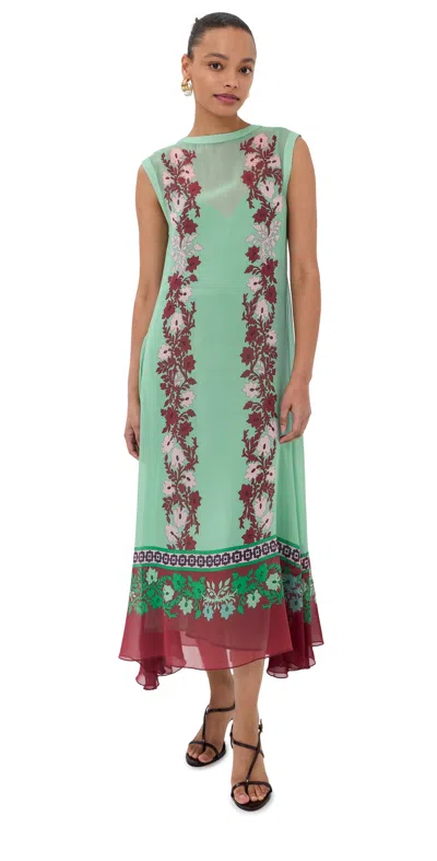 La Doublej Maria Silk Dress Regalia Placee In Green