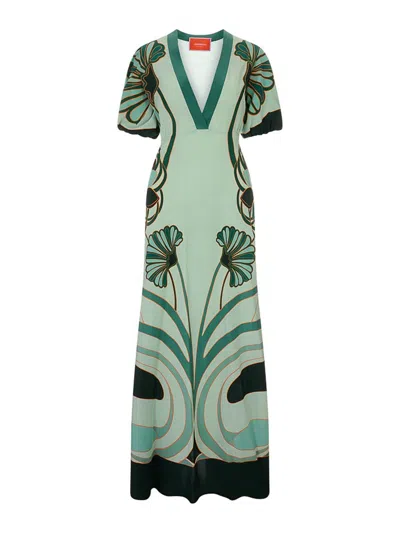 La Doublej Marlene Floral-print Silk Maxi Dress In Green