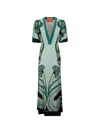 La Doublej Marlene Satin-trimmed Printed Silk-crepe Midi Dress In Multi