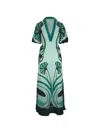 La Doublej Marlene Satin-trimmed Printed Silk-crepe Midi Dress In Green