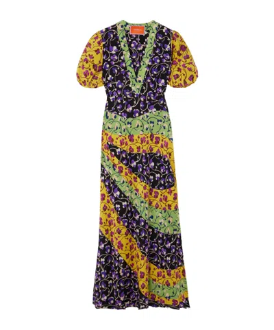 La Doublej La Double J Marlene Floral-print Silk Maxi Dress In Yellow