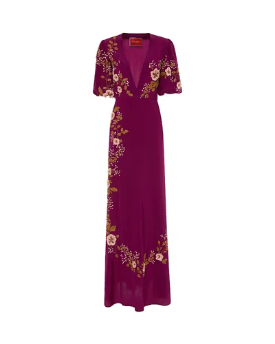 La Doublej Marlene Dress Embroidered Solid In Solid Purple