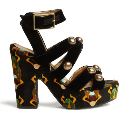 LA DOUBLEJ LA DOUBLEJ MEDAL WEDGE (WITH STUDS) SCARAB BLACK