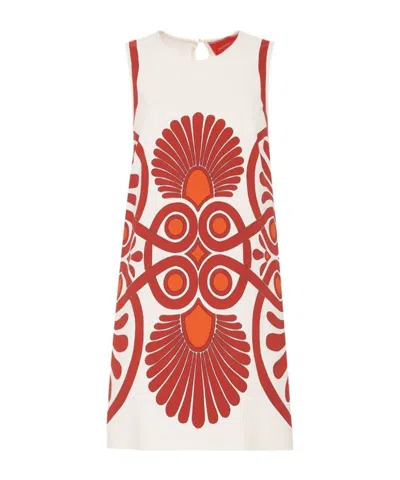 La Doublej Medallion Geometric-print Dress In White