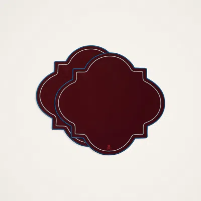 La Doublej Medallion Placemats Set Of 2 In Solid Bordeaux