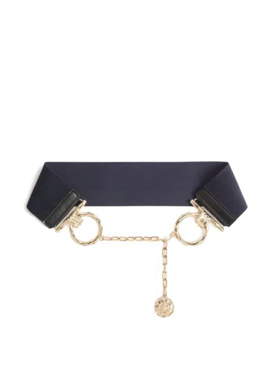 La Doublej Medallion-embellished Chain Belt In Black