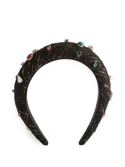 La Doublej Medici Headband Embroidered In Black