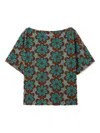 La Doublej Meditation Flower-intarsia Boat-neck T-shirt In Blue