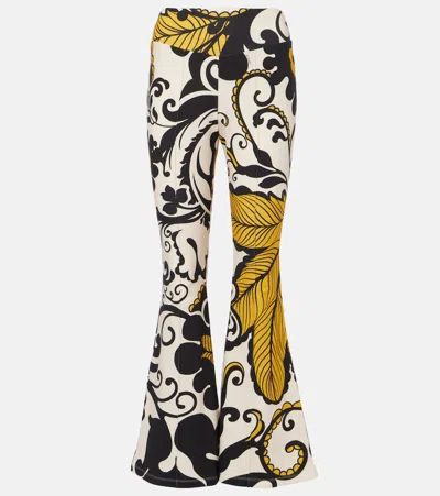 La Doublej Meditation Printed Fleece Flared Pants In Multicoloured