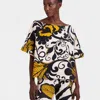 La Doublej Meditation Printed Cotton-blend Fleece Top In Marea Black & White