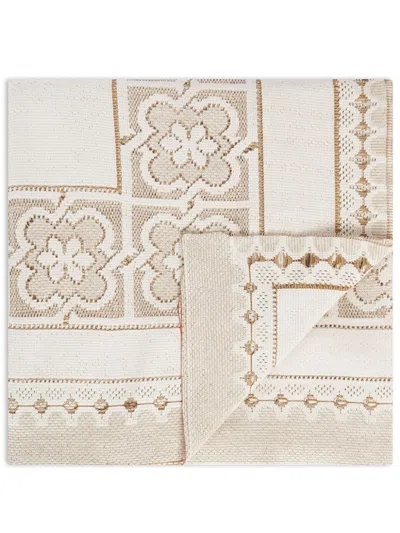 La Doublej Medium Lacey Tablecloth (180cm X 280cm) In Neutrals