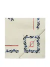 La Doublej Medium Wildbird Linen Tablecloth In White
