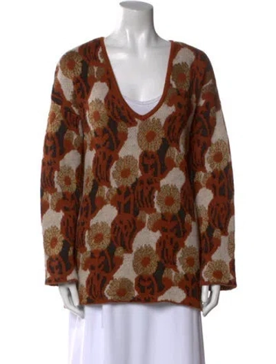 Pre-owned La Doublej Merino Wool Animal Print Sweater In Orange