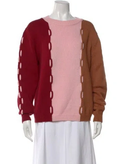 Pre-owned La Doublej Merino Wool Colorblock Pattern Sweater In Pink