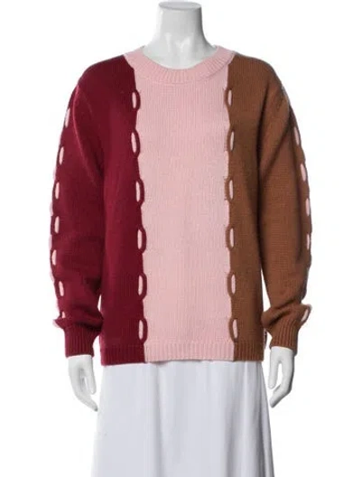 Pre-owned La Doublej Merino Wool Colorblock Pattern Sweater In Red