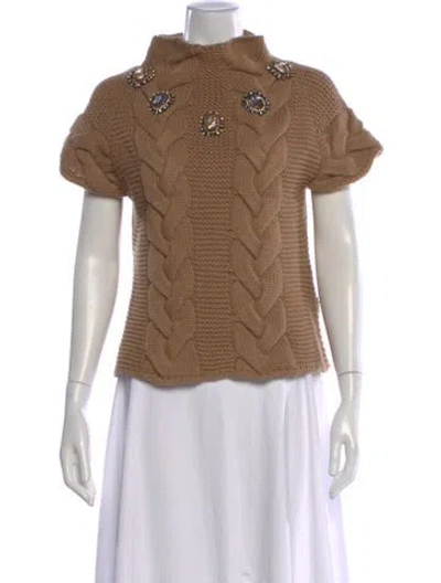 Pre-owned La Doublej Merino Wool Mock Neck Sweater In Brown