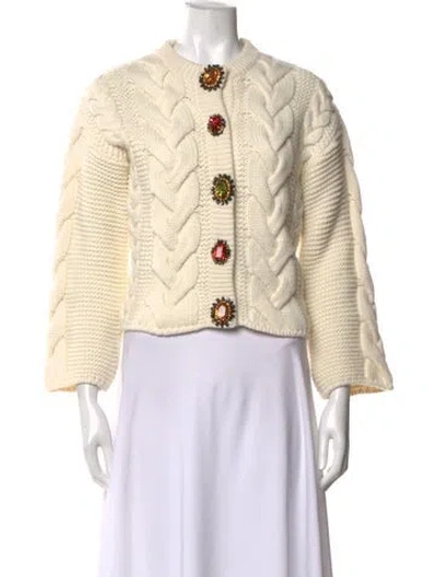 Pre-owned La Doublej Merino Wool Open Front Sweater In Neutrals