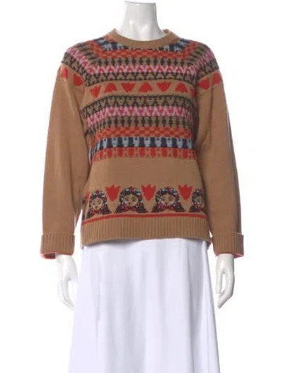 Pre-owned La Doublej Merino Wool Printed Sweater In Brown