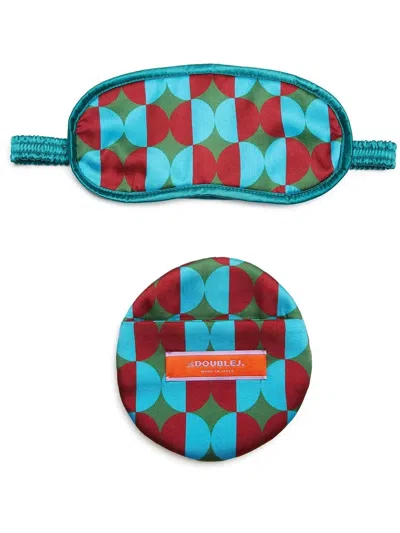 La Doublej Mezzaluna Eye-mask And Case In Mezzaluna Green
