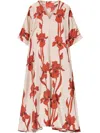 La Doublej La Double J Muumuu Printed Silk-satin Maxi Dress In Nude
