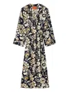 La Doublej Midnight Floral-print Wrap Dress In Black