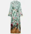La Doublej Midnight Floral Silk Wrap Dress In Multi