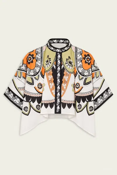 La Doublej Mini Foulard Shirt In Plume Placee Ivory In Multi
