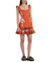 La Doublej La Double J Gingerbread Floral-printed Twill Mini Dress In Iris Placée Dark Orange