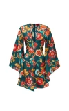 La Doublej Magnifico Belted Floral-print Silk-twill Mini Dress In Hottie Emerald