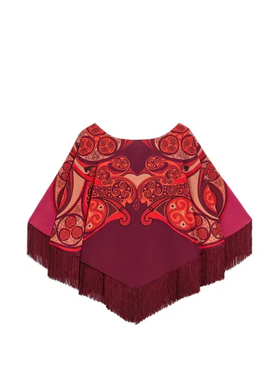 La Doublej Mini Poncho In Red