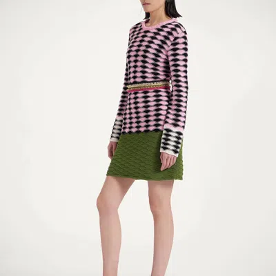 La Doublej Mini Sunset Dress In Multicolor Pink & Green
