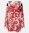 La Doublej Mini Supremes Printed Satin Minidress In Red