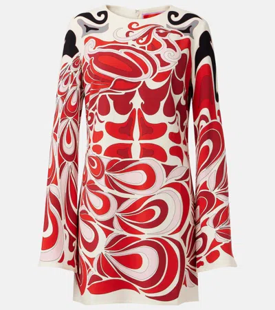 La Doublej Mini Supremes Printed Satin Minidress In Red
