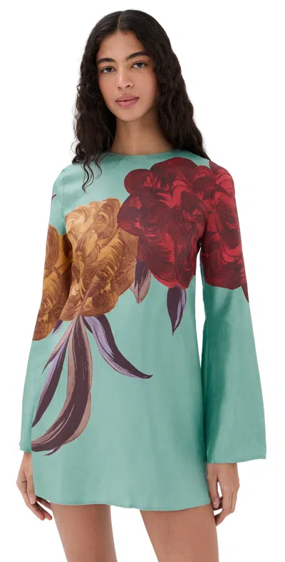 La Doublej La Double J Mini Supreme Silk Swing Dress In Blue