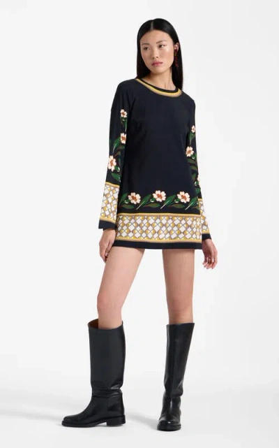 LA DOUBLEJ LA DOUBLEJ MINI SUPREMES SWING DRESS DAZED PLACÉE BLACK